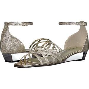 NWT Easy Street Women’s Tarrah Wedge Sandal Gold Glitter Size 9.5 W Comfort Shoe